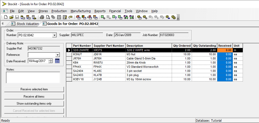 Minimum Stock Levels