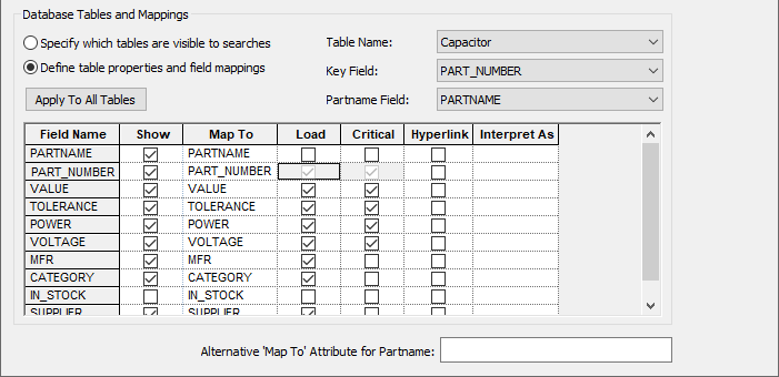 Pulsonix Database Setup with field mapping